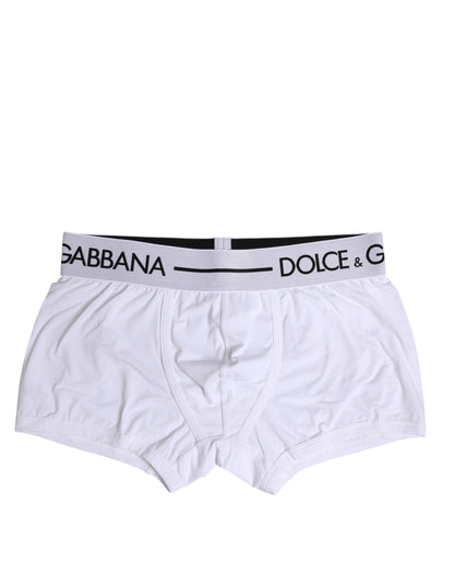 Dolce & Gabbana Weiße Cotton Stretch Regular Boxer Unterwäsche