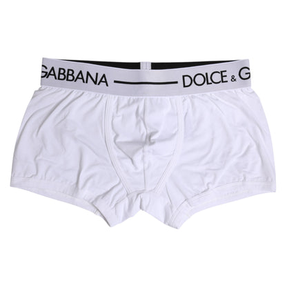 Dolce & Gabbana Weiße Cotton Stretch Regular Boxer Unterwäsche