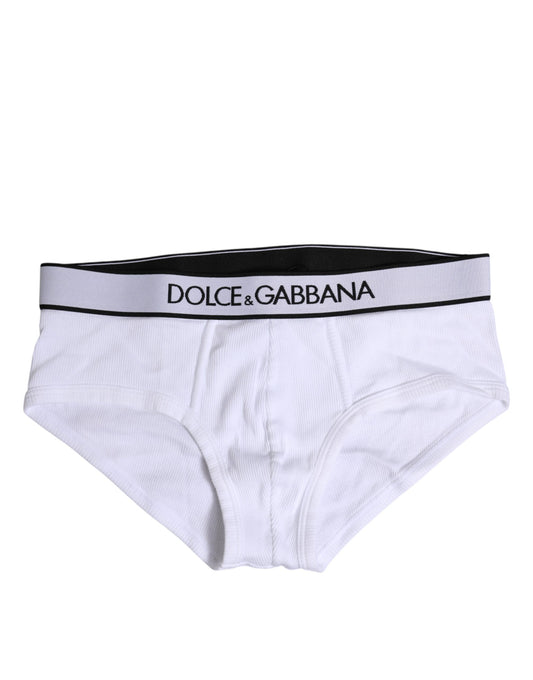 Dolce & Gabbana Weißer Baumwoll-Stretch-Slip Regular Unterwäsche