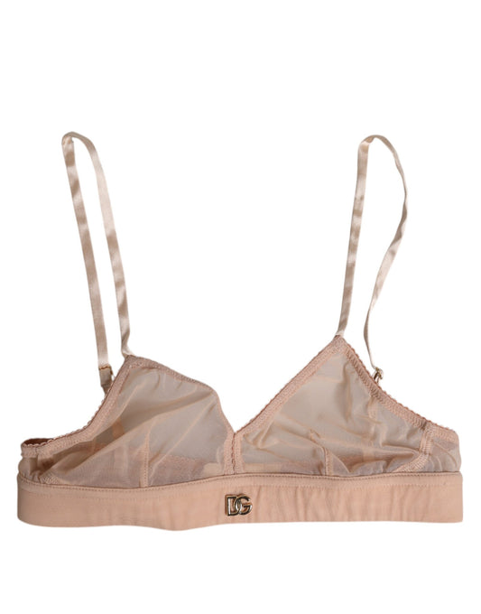 Dolce & Gabbana Puderrosa Nylon DG Logo Bügelfreier BH Unterwäsche