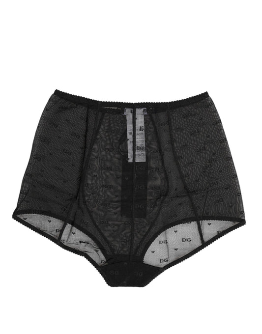 Dolce & Gabbana Schwarzer Logo-Mieder mit hoher Taille Höschen Unterwäsche