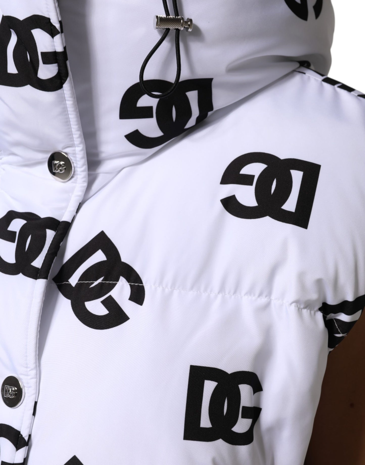 Dolce & Gabbana Weiß Schwarz DG Mania Polyester-Pufferjacke