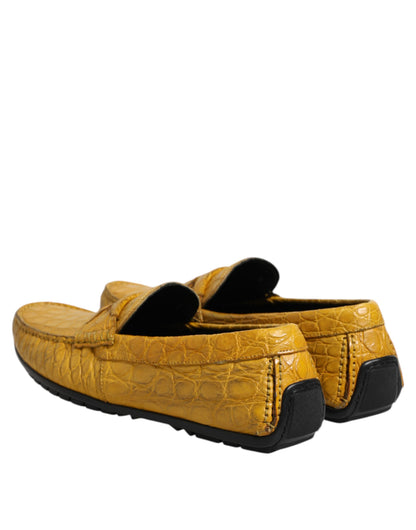 Dolce & Gabbana Gelbe Exotische Leder Loafers Slip On Schuhe
