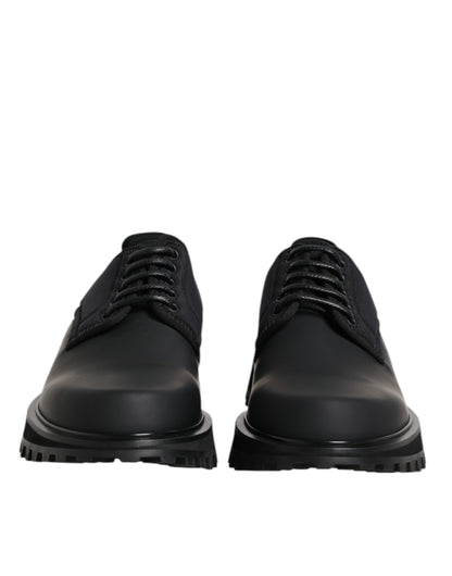 Dolce & Gabbana Schwarze Leder-Schnürschuhe für Trekking-Anzüge