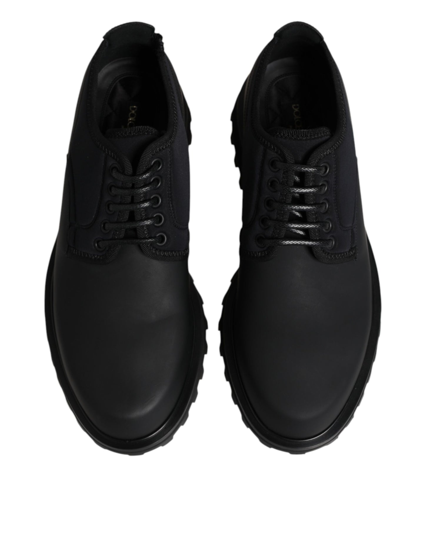 Dolce & Gabbana Schwarze Leder-Schnürschuhe für Trekking-Anzüge