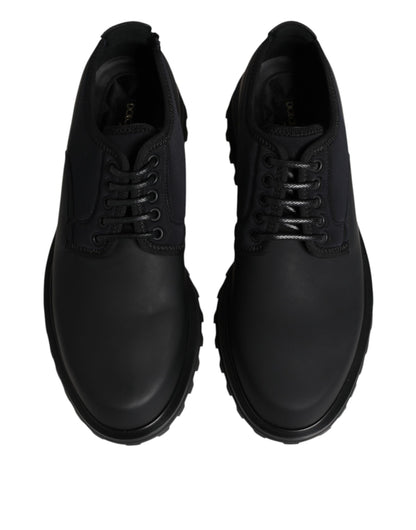 Dolce & Gabbana Schwarze Leder-Schnürschuhe für Trekking-Anzüge
