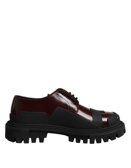Dolce & Gabbana Rote Leder-Schnürschuhe für Trekking-Anzüge
