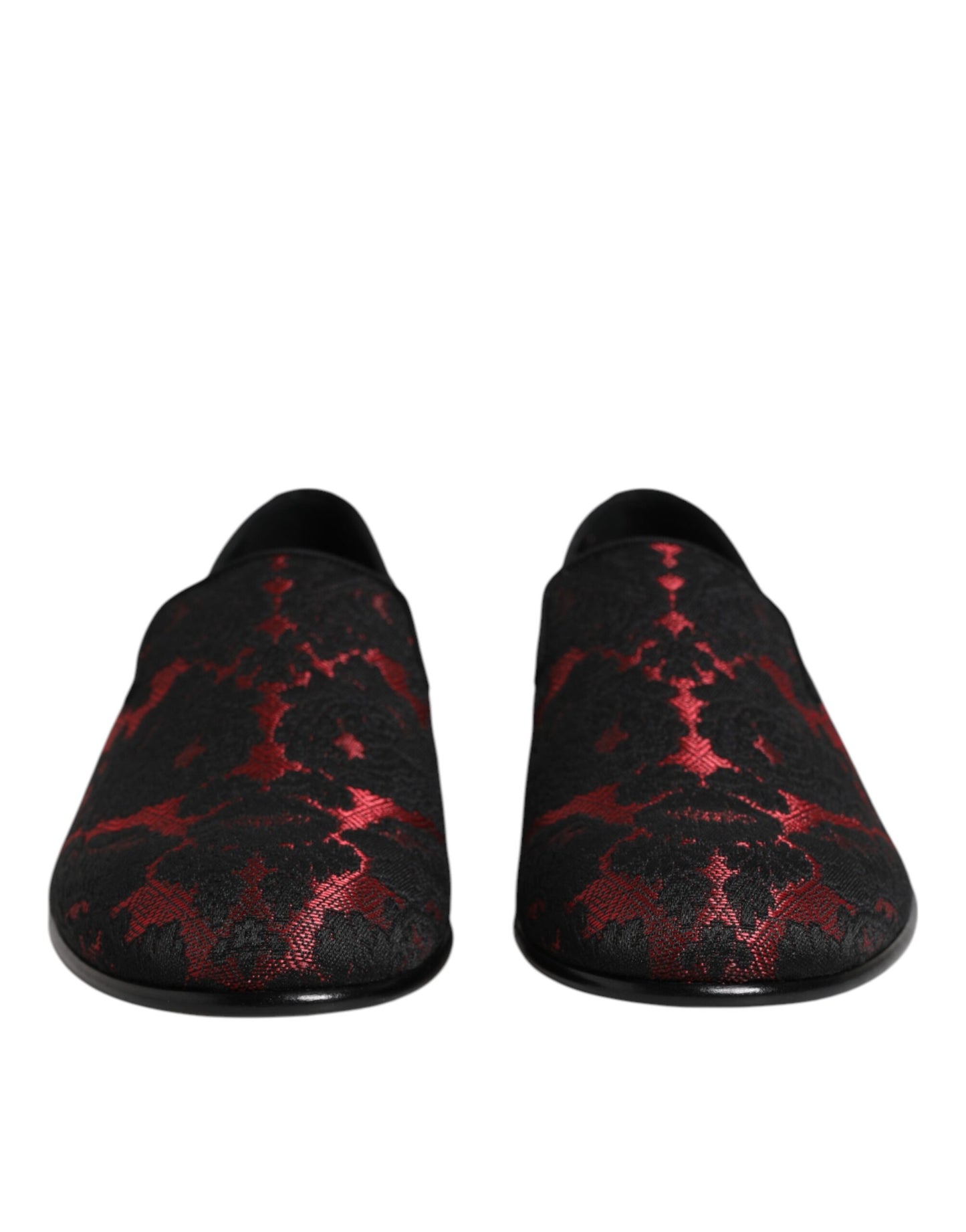 Dolce & Gabbana Rot Schwarz Jacquard Slip On Männer Loafers Schuhe