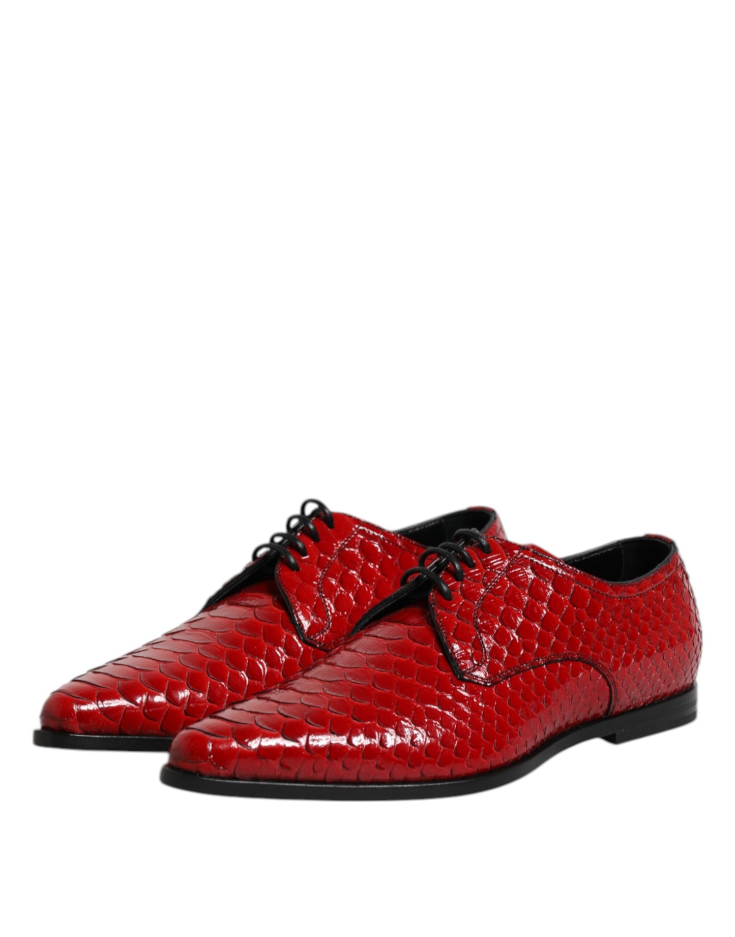 Dolce & Gabbana Rote Exotische Leder Schnürschuhe Dress Derby Schuhe