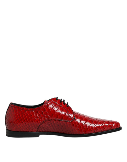 Dolce & Gabbana Rote Exotische Leder Schnürschuhe Dress Derby Schuhe