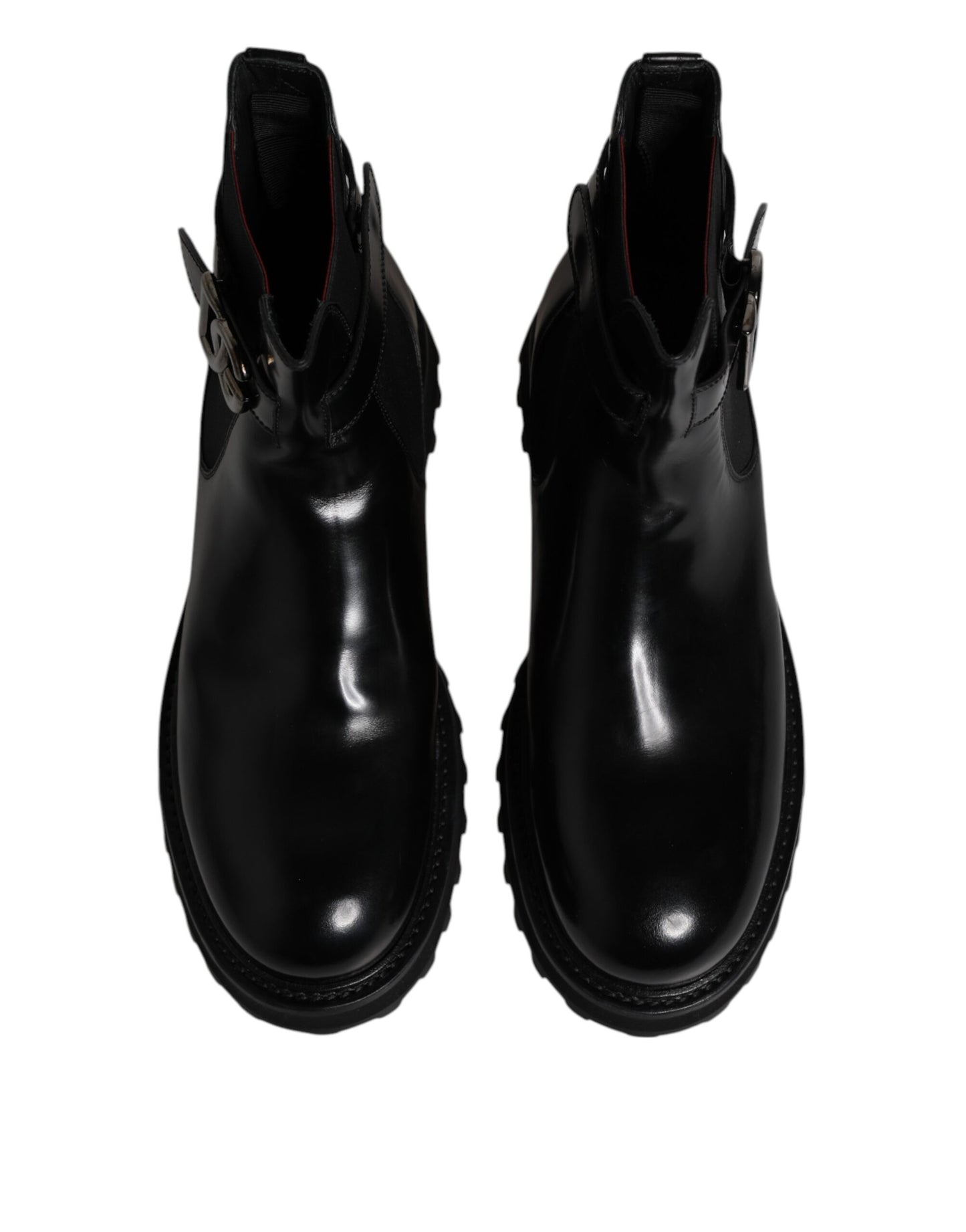 Dolce & Gabbana Schwarzer Gürtel DG Logo Herren Chelsea Boots Schuhe