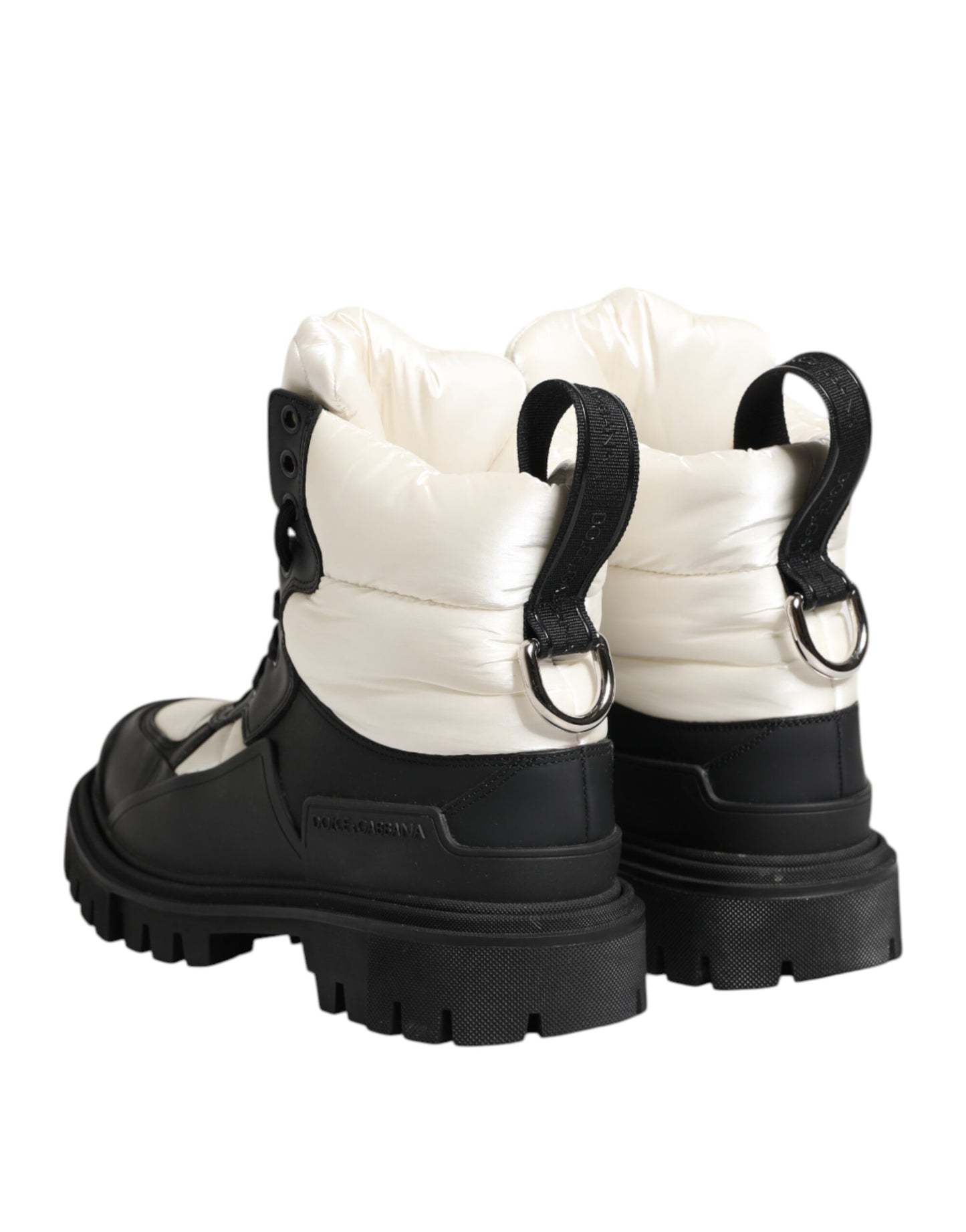 Dolce & Gabbana Schwarze weiße gepolsterte Schnürstiefel kurze Schuhe
