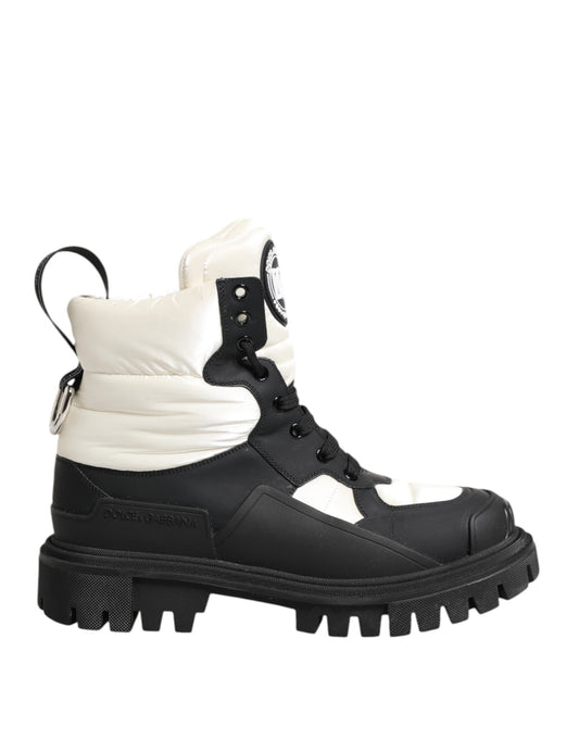 Dolce & Gabbana Schwarze weiße gepolsterte Schnürstiefel kurze Schuhe