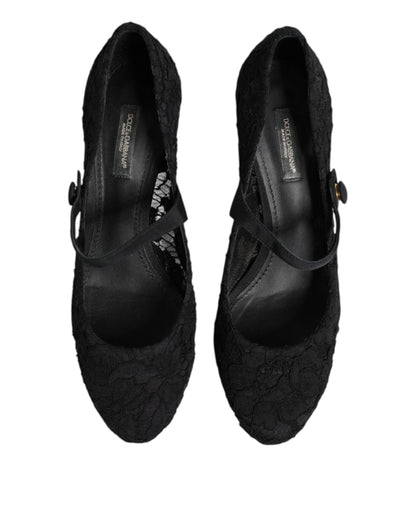 Dolce & Gabbana Schwarz Mary Jane Taormina Spitze Pumps Schuhe