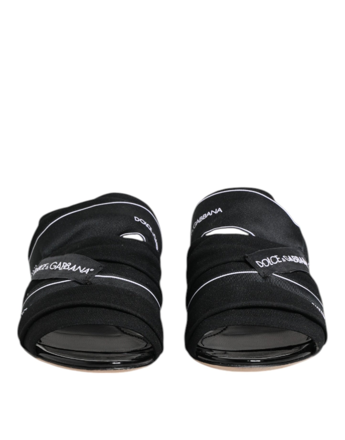 Dolce & Gabbana Schwarz Rutschen Slip On Sandalen Schuhe