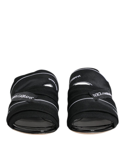 Dolce & Gabbana Schwarz Rutschen Slip On Sandalen Schuhe