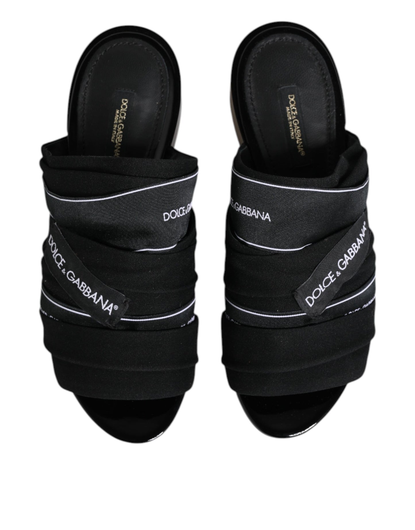Dolce & Gabbana Schwarz Rutschen Slip On Sandalen Schuhe
