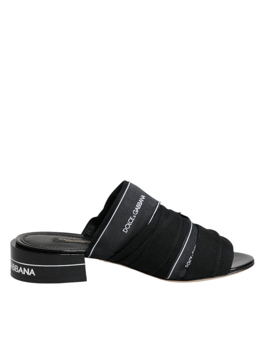 Dolce & Gabbana Schwarz Rutschen Slip On Sandalen Schuhe