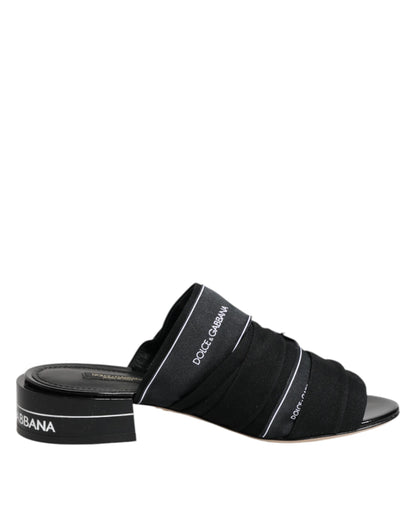 Dolce & Gabbana Schwarz Rutschen Slip On Sandalen Schuhe