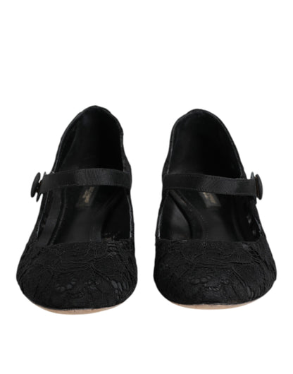Dolce & Gabbana Schwarz Vally Taormina Floral Spitze Pumps Schuhe
