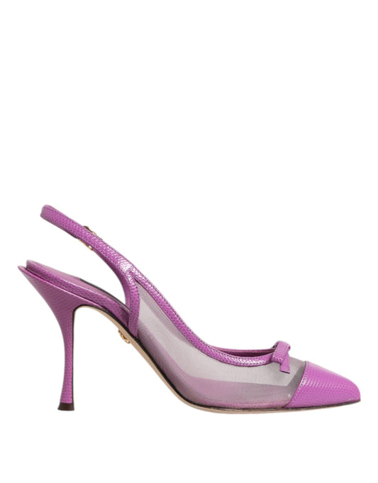 Dolce & Gabbana Lila Leder Mesh High Heels Slingback Schuhe