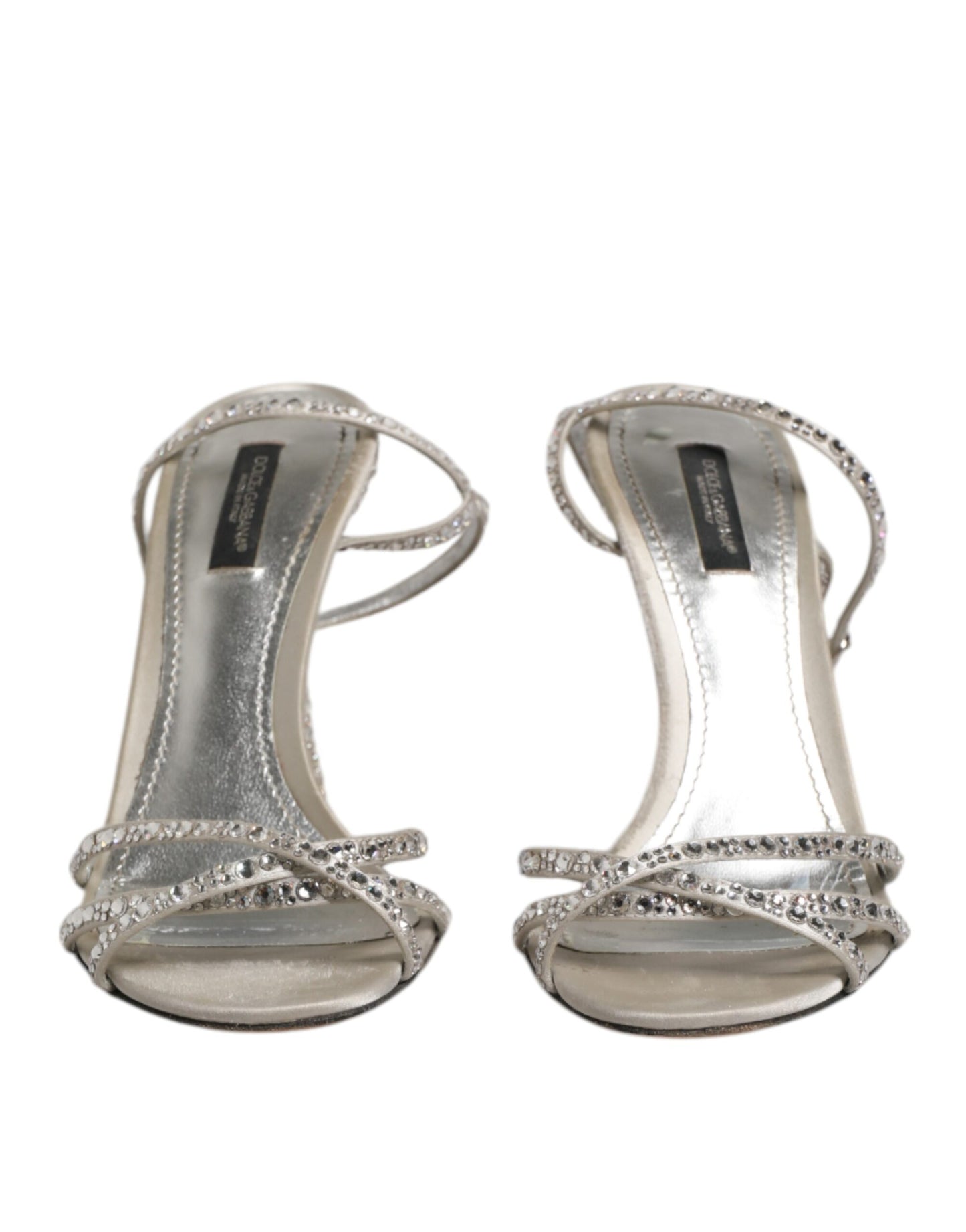 Dolce & Gabbana Silberner Strass-Knöchelriemen KEIRA Sandalen Schuhe
