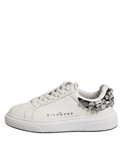 John Richmond Weiß Strass verschönert Turnschuhe Schuhe