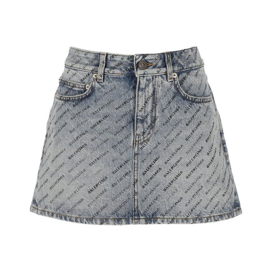 Balenciaga Denimrock mit Logodruck