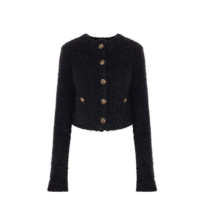 Balenciaga Crop-Bouclé-Strickjacke