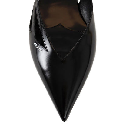 Prada Ballerina-Flats mit Ausschnitt aus gebürstetem Leder