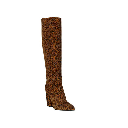 Sergio Rossi Lederstiefel mit Leopardenmuster
