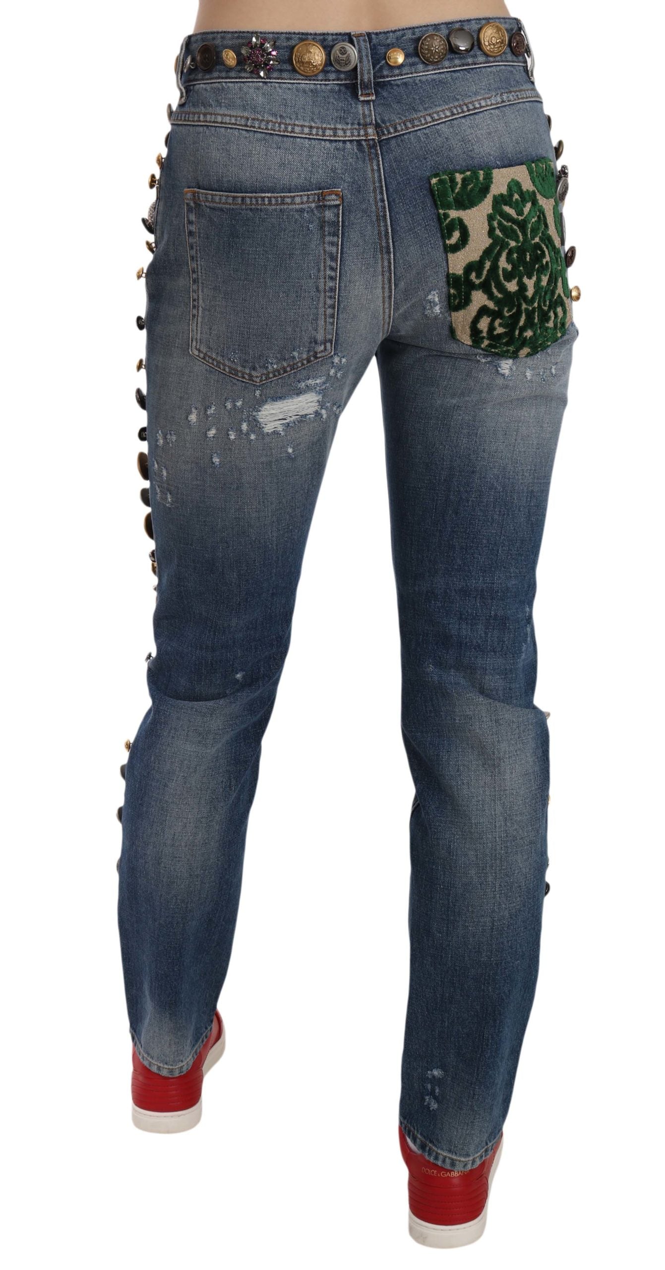 Dolce &amp; Gabbana Luxurious Denim Jeans with Crystal Embellishment