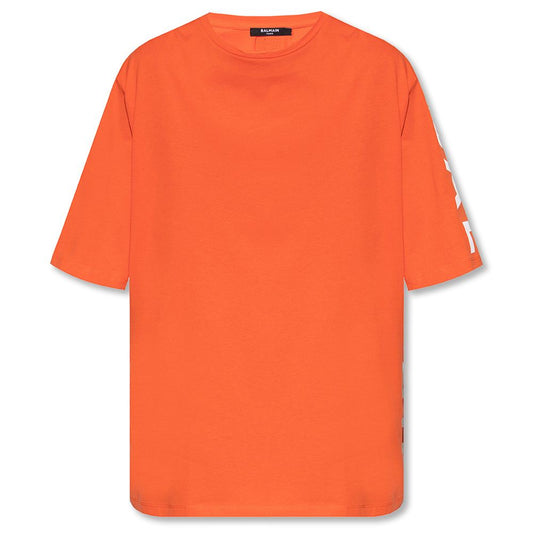 Balmain Orangefarbenes T-Shirt aus Baumwolle