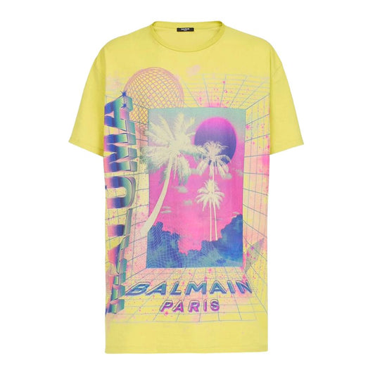 Balmain T-Shirt aus gelber Baumwolle