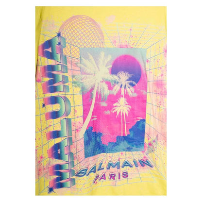 Balmain T-Shirt aus gelber Baumwolle