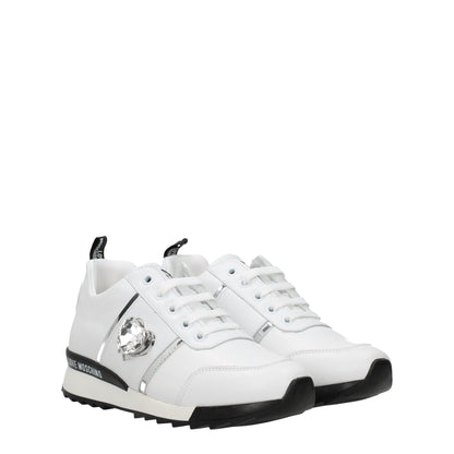 Love Moschino Weiße Leder-Low Tops