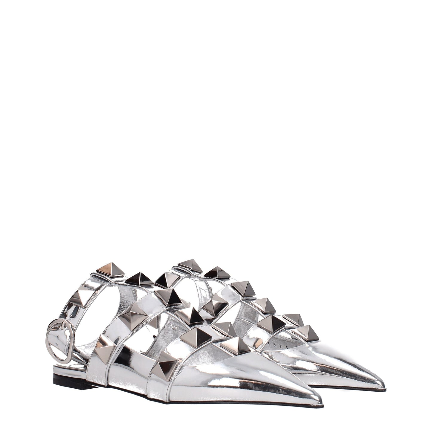 Valentino Garavani Graue flache Sandalen aus Leder
