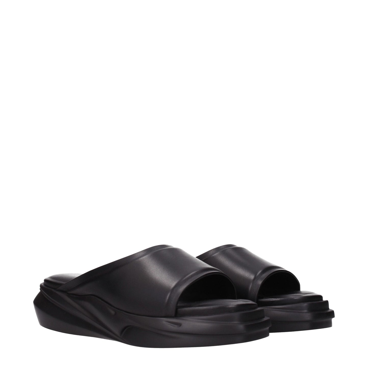 Alyx Schwarze Lederpantoffeln Sandalen