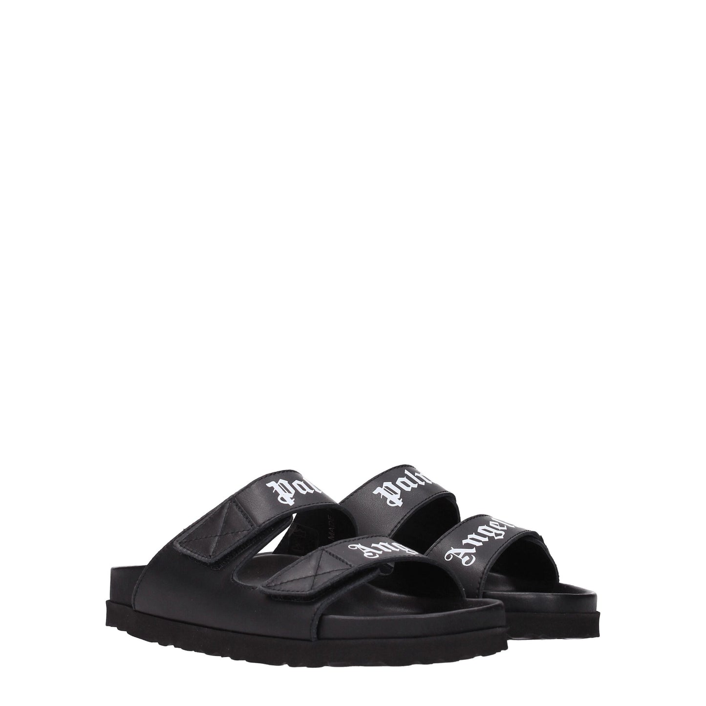 Palm Angels Schwarze Lederpantoffeln Sandalen