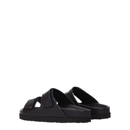 Palm Angels Schwarze Lederpantoffeln Sandalen
