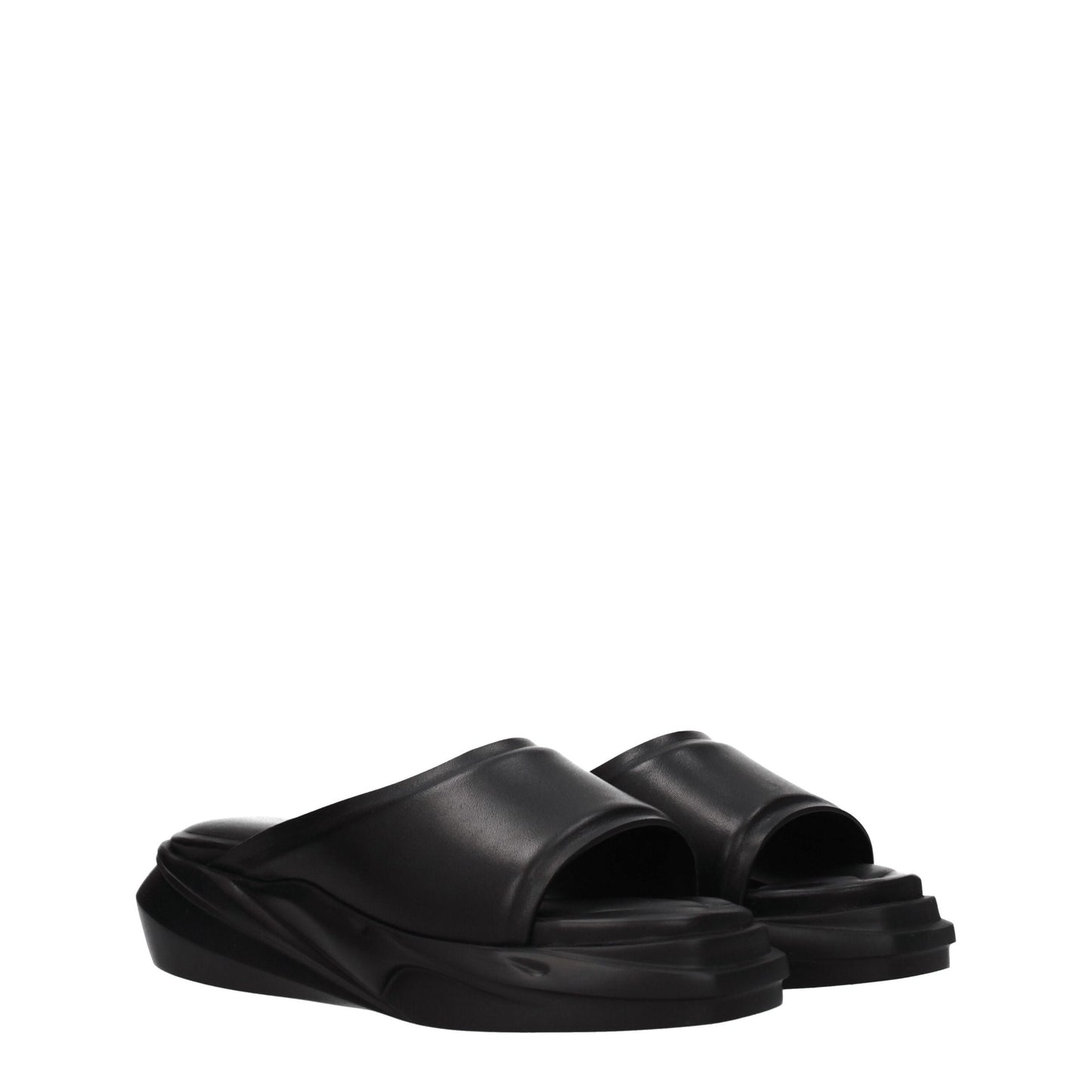 Alyx Schwarze Lederpantoffeln Sandalen