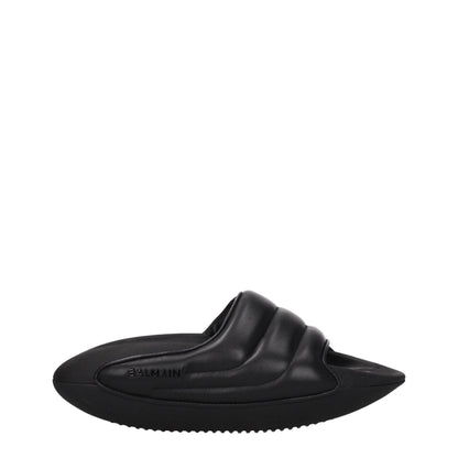 Balmain Schwarze Lederpantoffeln Sandalen