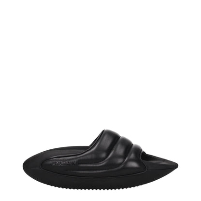 Balmain Schwarze Lederpantoffeln Sandalen