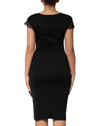Roberto Cavalli Schwarzes Bodycon Kleid mit kurzen Ärmeln