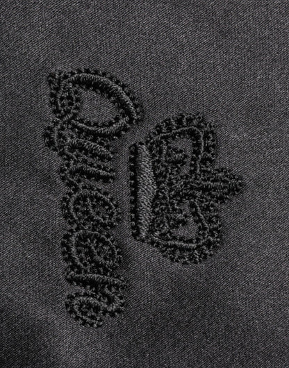 Dolce & Gabbana Schwarzes Seidenblusentop mit Ascot-Kragen und Knöpfen