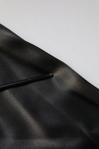 Dolce & Gabbana Schwarzes Seidenblusentop mit Ascot-Kragen und Knöpfen