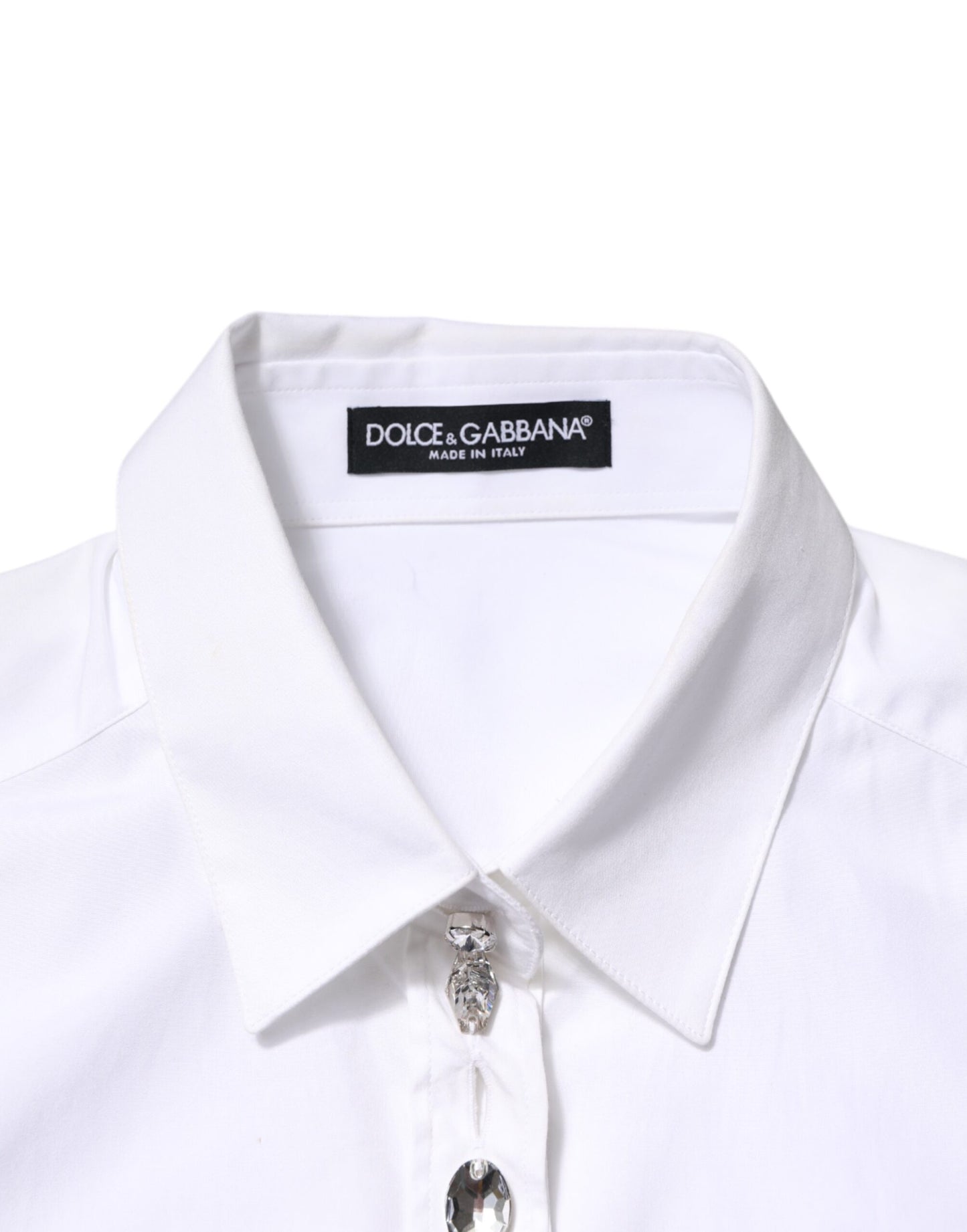 Dolce & Gabbana Weißes kristallverziertes Hemd mit Kragen