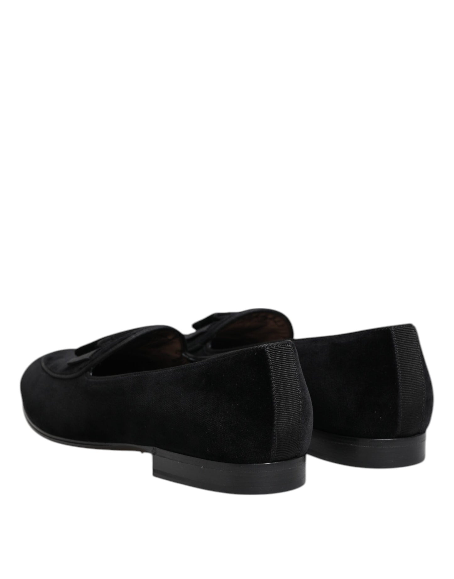 Dolce & Gabbana Schwarzer Samt Loafers Formal Männer Kleid Schuhe