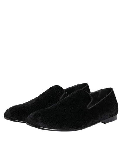 Dolce & Gabbana Schwarz Jacquard Loafers Formal Männer Kleid Schuhe