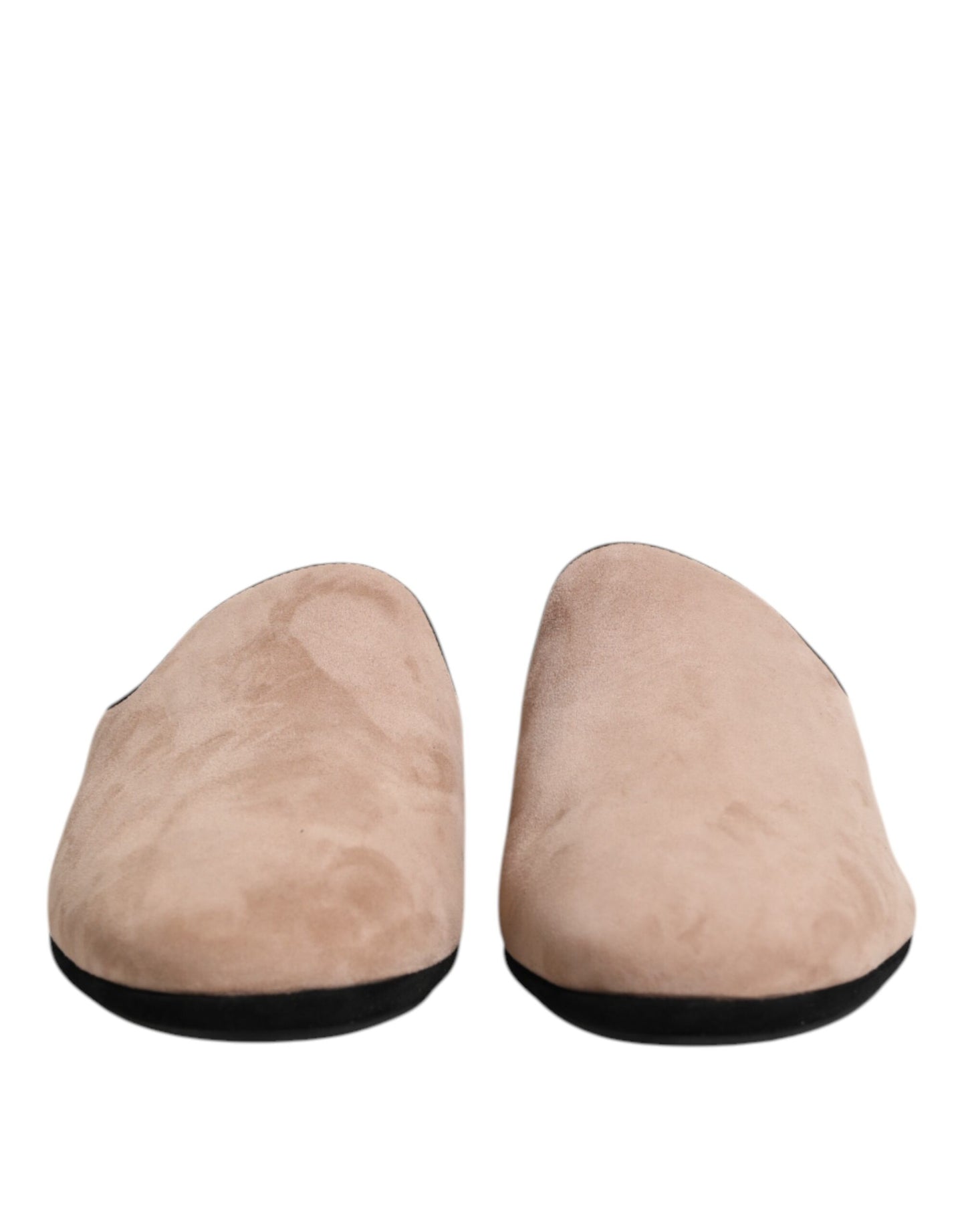 Dolce & Gabbana Beige Wildleder Rutschen Flache Slipper Schuhe